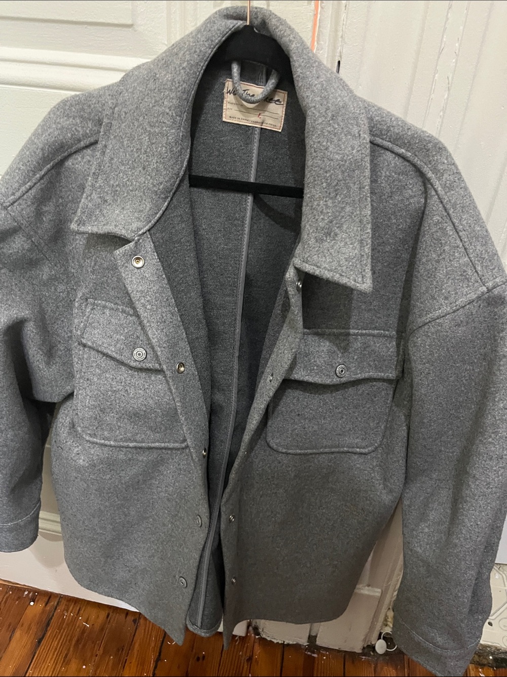 We The Free Men's Gray Wool-Blend Shirt Jacket